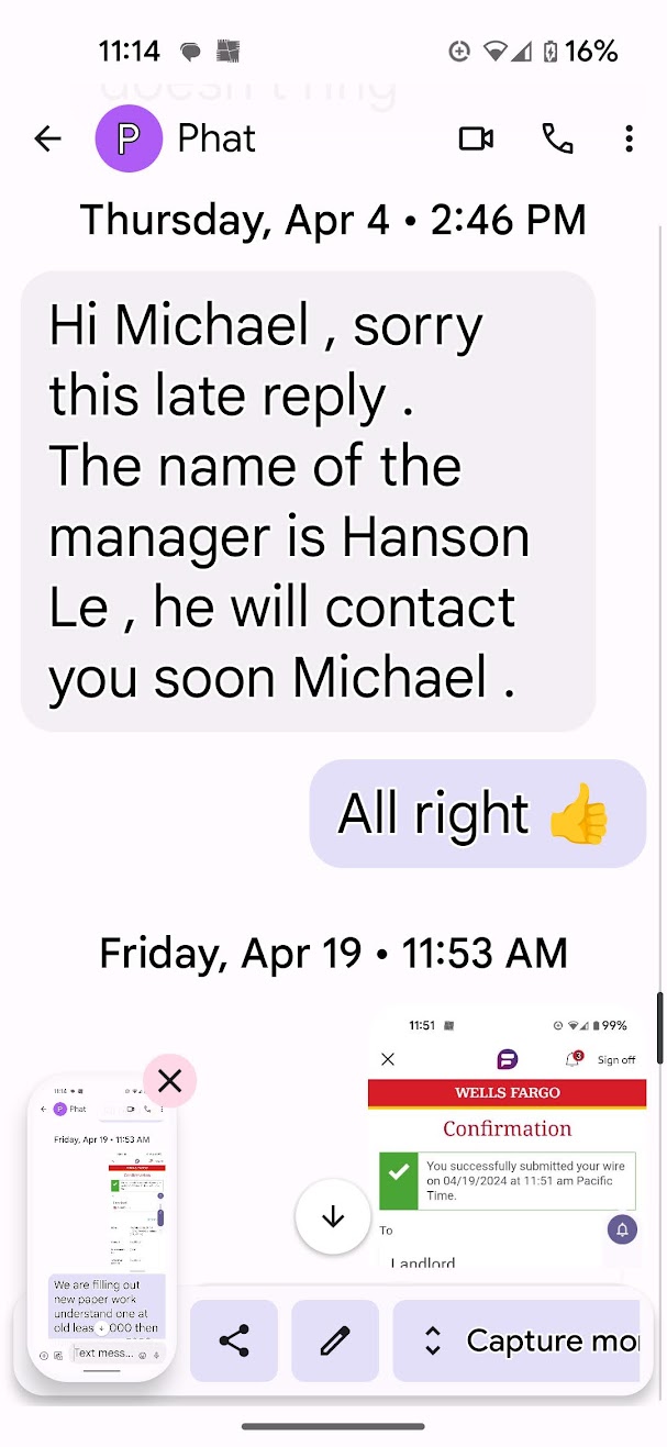 Exhibit 100 (2) – Property Manager Introduction (Text Messages)